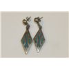 Image 1 : Taxco Turquoise and Malachite Pierced Earrings