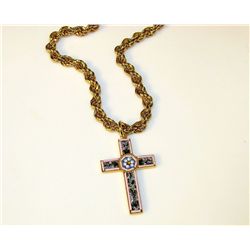 Italian Micro Mosaic Cross Necklace