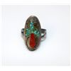 Image 1 : Old Pawn Navajo Sterling Silver Turquoise Coral Thunderbird Ring. Sz 5 3/4"