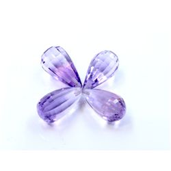 27 ct & up Amethyst Tear Drop Shaped Loose Stones (27.32) 4Pcs