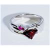 Image 1 : Sterling Silver .925  Garnet w/ Ruby Ring