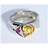 Image 1 : Sterling Silver .925  Citrine W/ Ruby Ring