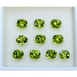 10 ct & up Peridot Cushion Cut ctw 10.76 10Pcs