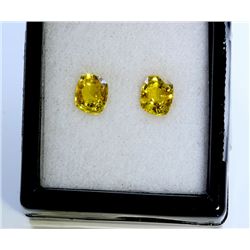 2 ct & up Yellow Sapphire Cushion Cut ctw 2.48 2Pcs