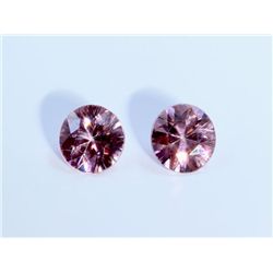 3 ct & up Pink Zircon Round Shaped ctw 3.78 2Pcs