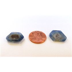 17 ct & up Natural Blue Sapphire Slice ctw 17.93 2Pcs