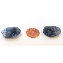 55 ct & up Natural Blue Sapphire Slice ctw 55.18 2Pcs