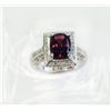 Image 1 : RASPBERRY GARNET 3.34CT,  14K W/G RING 10.80GRAM / DIAMOND 1.02CT