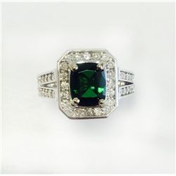 CROME TOURMALINE 1.43CT, 14K W/ G RING 7.46GRAM / DIAMOND RD 0.63CT