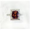 Image 1 : MALAYA GARNET 3.20CT, 14K W/G RING 7.04GRAM / DIAMOND 0.98CT