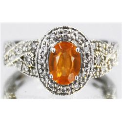 14kt Spessarite Garnet  2.48 ctw Diamond Ring 14KW