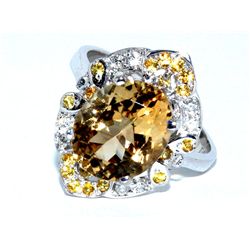 Yellow Tourmaline  5.51 ctw Diamond Ring 14KW