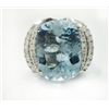 Image 1 : AQUAMARINE 26CT, 14K W/G RING 16.81GRAM / DIAMOND 1.19CT