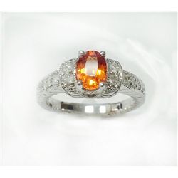 SPESSARTITE 1.07CT, 14K W/G RING 5.64CT / DIAMOND RD 0.22CT