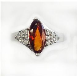 MALAYA Garnet 2.18ct,  14K W/G RING 4.94GRAM / DIAMOND RD 0.21CT