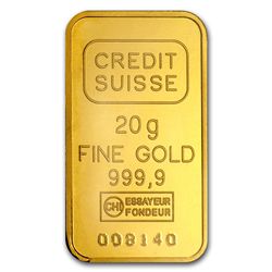 20 gram Statue of Liberty Credit Suisse Gold Bar .9999 Fine