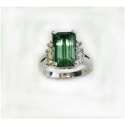 COPPER BEARRING PARAIBA TOURMALINE 7.00CT, 14K W/G RING 7.30GRAM / DIAMOND RD 0.15CT