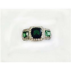 TSAVORITE 0.62CT / CROME TOURMALINE 1.46CT,   14K W/G RING 5.86GRAM / DIAMOND RD 0.49CT
