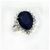 Image 1 : BLUE SAPPHIRE PEAR 7.84CT, GLS 9187  14K W/G RING 7.60GRAM / DIAMOND RD 0.50CT