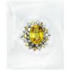 Image 1 : YELLOW SAPPHIRE 0.37CT / YELLOW SAPPHIRE OVAL 3.19CT CENTER,  14K W/G RING 5.48GRAM / DIAMOND RD 0.6