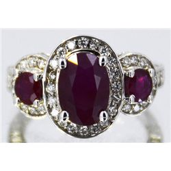 Ruby  3.36 ctw  Diamond Ring 14KW