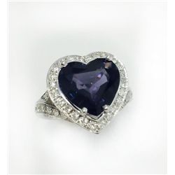 BLUE SPINEL 4.41CT, 14K W/G RING 3.93GRAM / DIAMOND RD 0.50CT