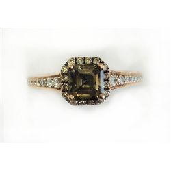 CHOCOLATE DIA CENTER 0.95CT, 14K R/G RING 3.30GRAM / W.DIA RD 0.22CT /C.DIA RD 0.13CT