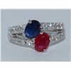 Image 1 : Ruby and Blue Sapphire Ring 1.0 ct