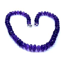 651 ct & up Amethyst Faceted Vintage Smooth Rondelle  Beaded Necklace