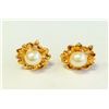 Image 1 : Natural Pearl Earring  14K Yellow Gold