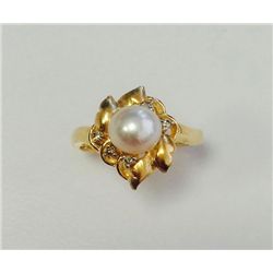 18K W/G PIN / EMERALD 1 PC 0.03CT / DIAMOND RD 0.24CT, PEARL 11 MM