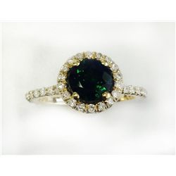 TSAVORITE RD 1.22CT, 14K Y/G GOLD RING 3.44GRAM / DIAMOND 0.48CT