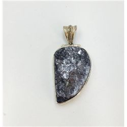 Sterling Silver .925  Black Silver Agate Pendant 29.02g