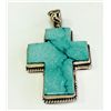 Image 1 : Sterling Silver .925 Cross Design  Turquoise Pendant 22.02g 35x55mm