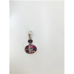 Sterling Silver .925 Mystic Topaz Pendant 12.99g Dim.22x30mm