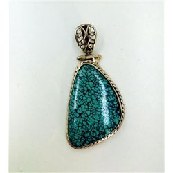 Sterling Silver .925 Turquoise Pendant 25x45mm, 20.15g