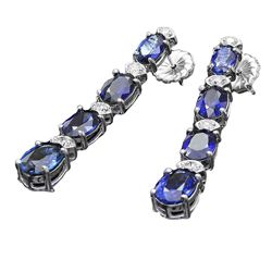 14k Gold 7.01ct Sapphire 0.41ct Diamond Earrings