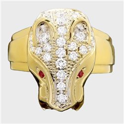 18k Gold 1.01ct Diamond 0.06ct Ruby Mens Ring