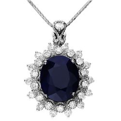 14k Gold 4.41ct Sapphire 0.86ct Diamond Pendant