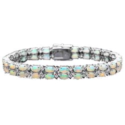 14k Gold 6.51ct Opal 1.21ct Diamond Bracelet