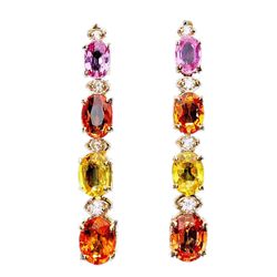 14k Gold 8.01ct Sapphire 0.41ct Diamond Earrings