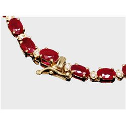 14k Gold 28.01ct Ruby 1.21ct Diamond Necklace