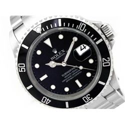 Gents Rolex Stainless Steel Oyster Perpetual Submariner Watch. Black Dial. Stainless Steel Bezel, bl