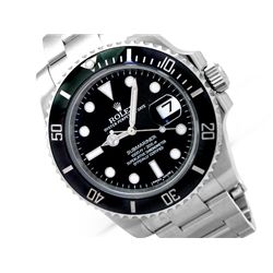 40mm Gents Rolex Stainless Steel Oyster Perpetual Submariner Watch. Black Dial. Ceramic Bezel. Stain
