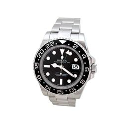 40mm Gents Rolex Stainless Steel Oyster Perpetual GMT-Master II Watch. Black Dial. Ceramic Black Bez