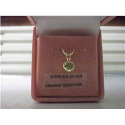 STERLING SILVER GOLD PLATED GENUINE PERIDOT HEART PENDANT