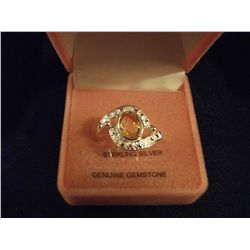STERLING SILVER GENUINE CITRINE RING