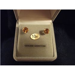 10 KT WHITE GOLD 6MM GENIUNE CITRINE EARRINGS