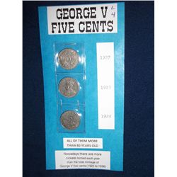 CANADIAN KING GEORGE V NICKELS - 1927, 1928, and 1929
