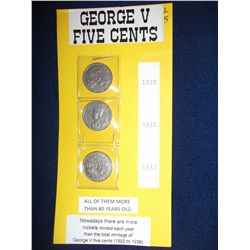 1930, 1931, AND 1932 CANADIAN KING GEORGE V NICKELS